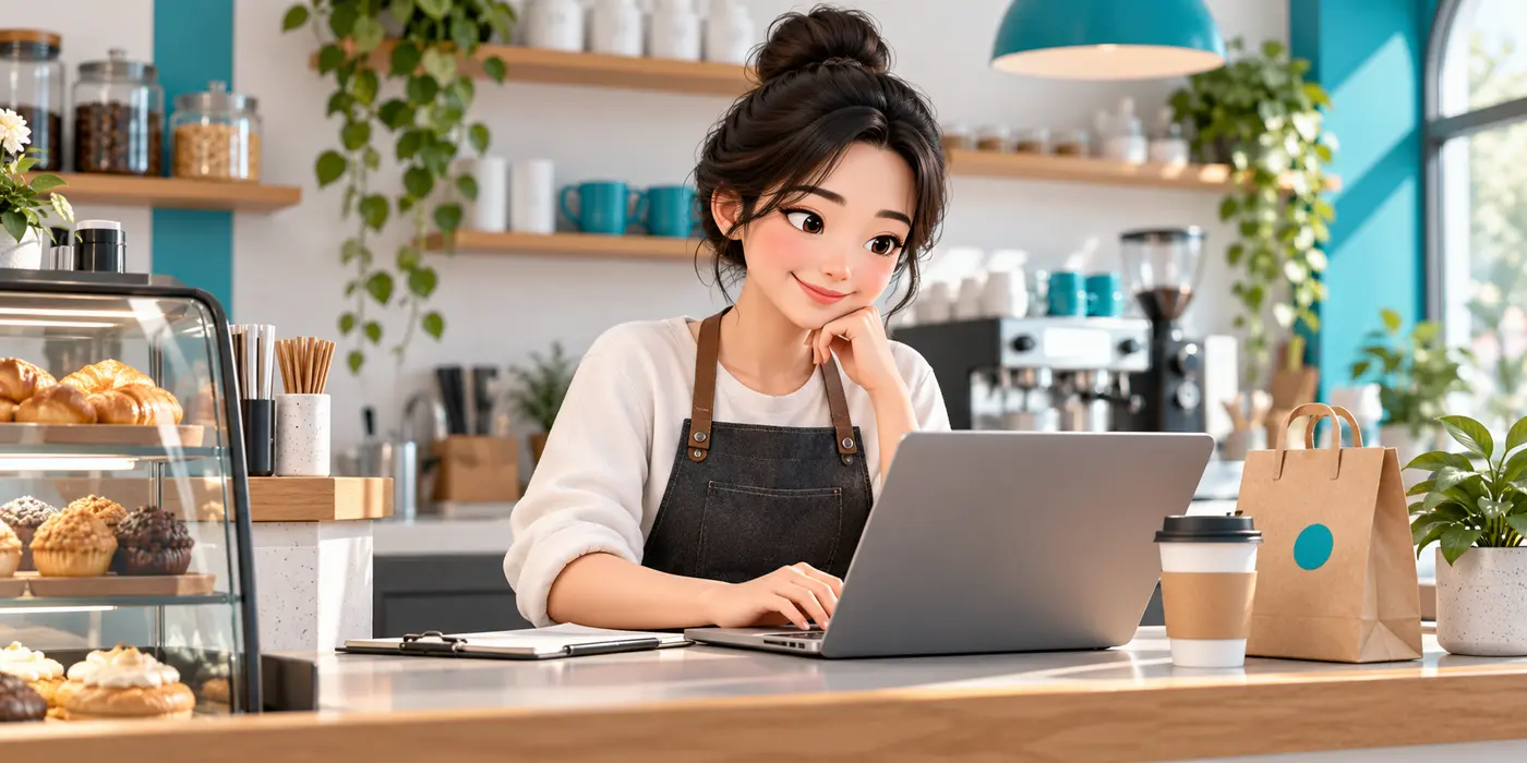 เจ้าของร้านจัดการข้อมูลร้านผ่านคอมพิวเตอร์